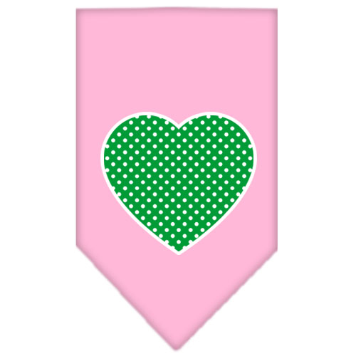 Green Swiss Dot Heart Screen Print Bandana Light Pink Large